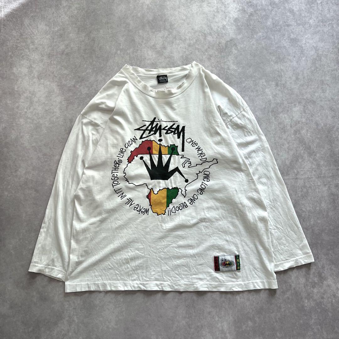 80s 90s OLD STUSSY ラスタ クラウン ロンT 長袖 ブラック 90s STUSSY ステューシー 長袖 ロンT ラスタ ライオン ワン