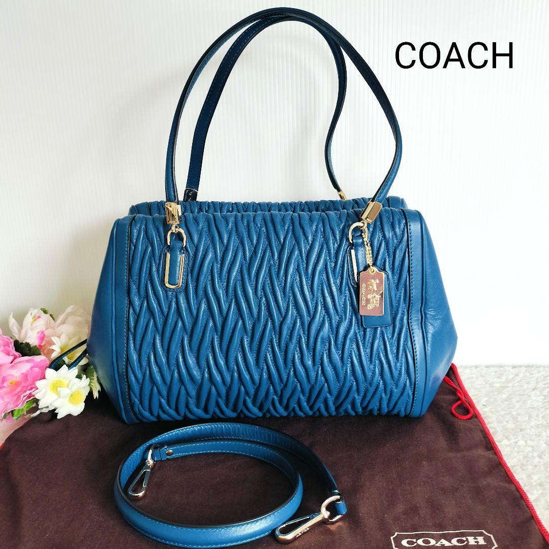 coach コーチ ハンドバッグ s49 青 レザー 2way マディソン 本革 美品☆コーチ☆2wayハンド/ショルダーバッグ マディソン