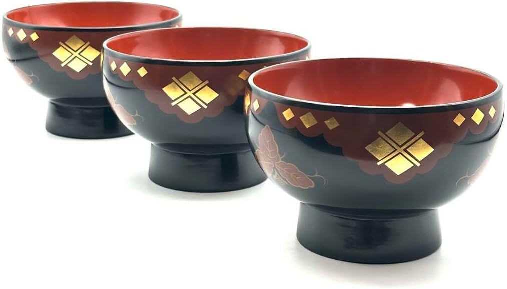 【秀衡塗】外黒内朱 有職菱紋 椀揃/南部塗 漆器の君塚 未使用品 秀衡塗】外黒内朱 有職菱紋 椀揃/南部塗 漆器の君塚 未使用品