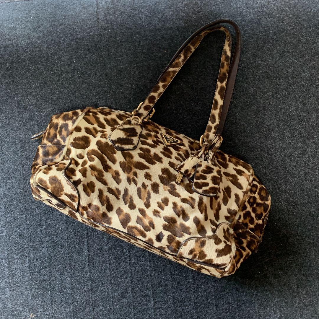 プラダ PRADA レザーベルト ハラコ レオパード　レディース プラダ PRADA レザーベルト ハラコ レオパードレディース