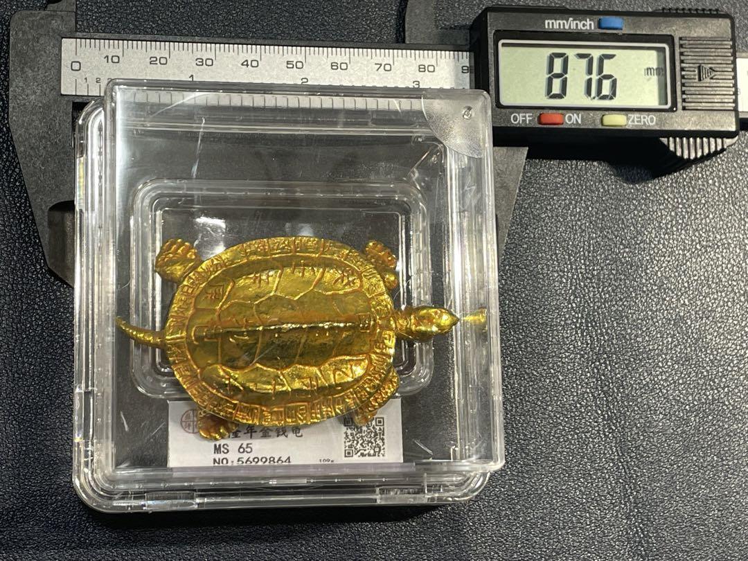 中国骨董 中国美術品 大清乾隆年造 長寿金亀 金塊 風水開運スラブケース入り