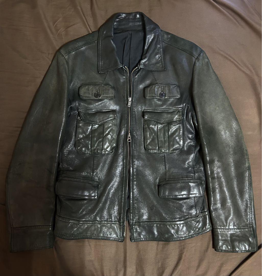 TÊTE HOMMEテットオムシングルレザーライダースジャケットカーキ4ファー付 TÊTE HOMMEテットオムシングルレザーライダースジャケットカーキ