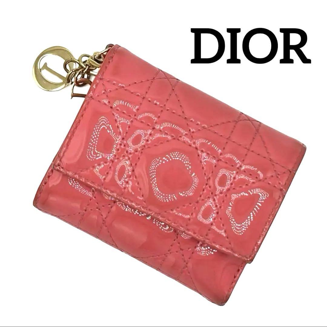 Dior　ロータスウォレット　レディーディオール　カナージュ　ピンク Dior ディオール 財布 ロータスウォレット カナージュ レディ