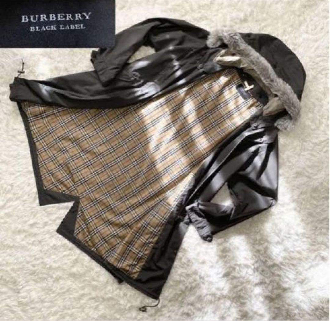 バーバリーブラックレーベル ダッフルコート ノバチェック ブラック M BURBERRY BLACK LABEL ダッフルコート ノバチェック柄 M メンズ
