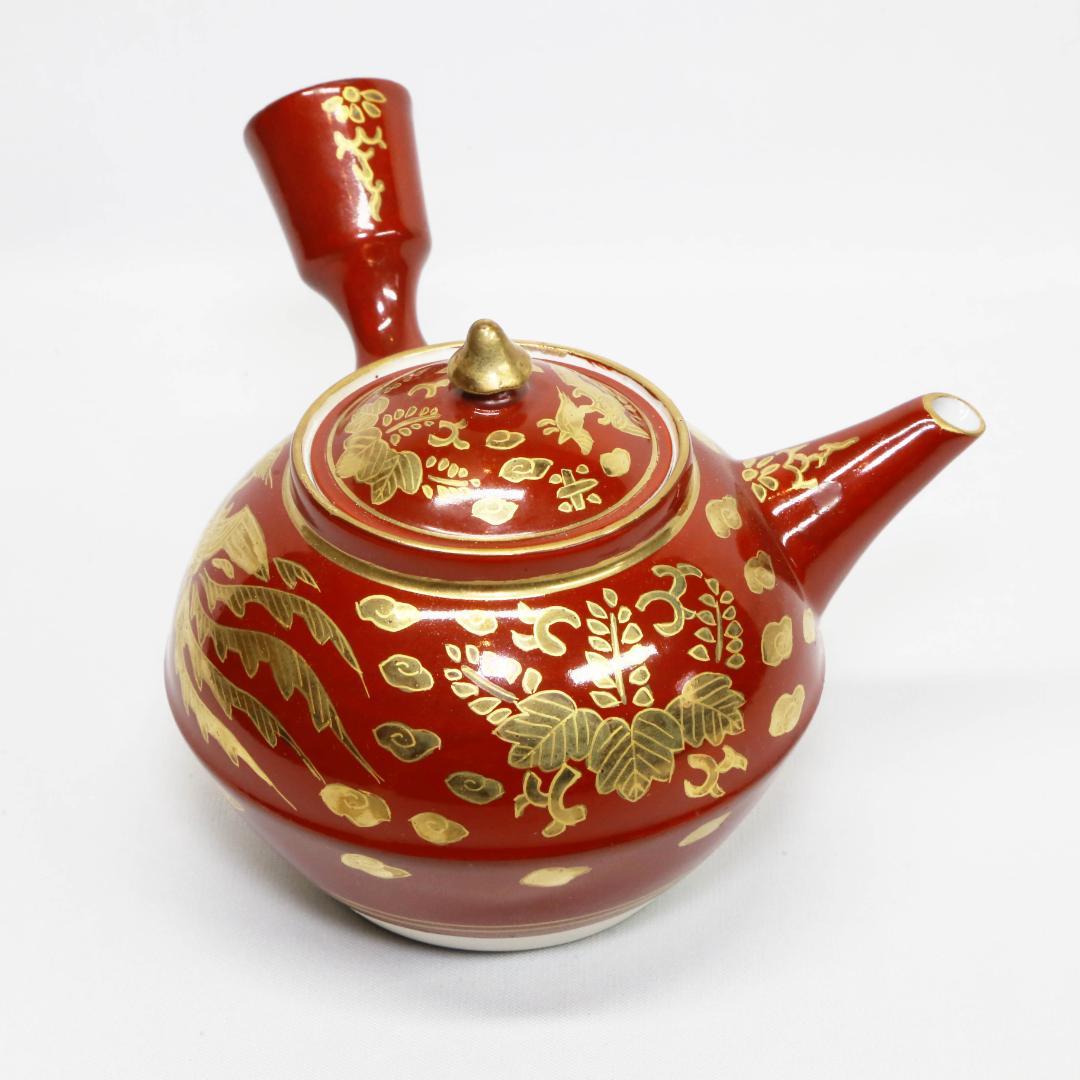 金襴手急須 平安春峰作 （明治九谷焼金襴手鳳凰文茶器揃（急須