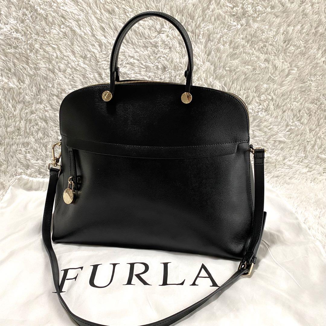 美品☆FURLA☆フルラ☆パイパー Furla フルラ ハンドバッグ パイパー レザー ミディアム ドーム