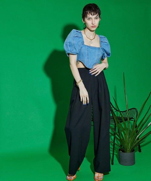 【maison special】即日発送◎ リブ編み ブラック クロップドトップ MAISON SPECIAL(メゾンスペシャル)｜【予約販売】Shoulder Slit
