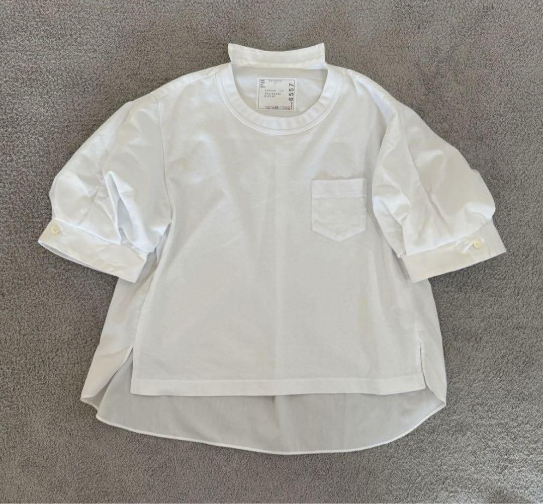 sacai パフスリーブ ドッキングTシャツ サカイ （sacai（サカイ
