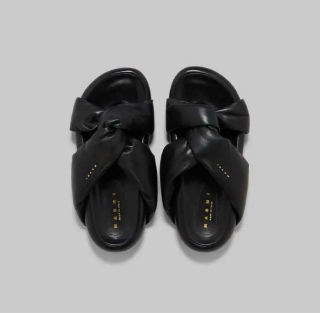 マルニ MARNI ブラック ツイストレザー Bubbleサンダル（送関込