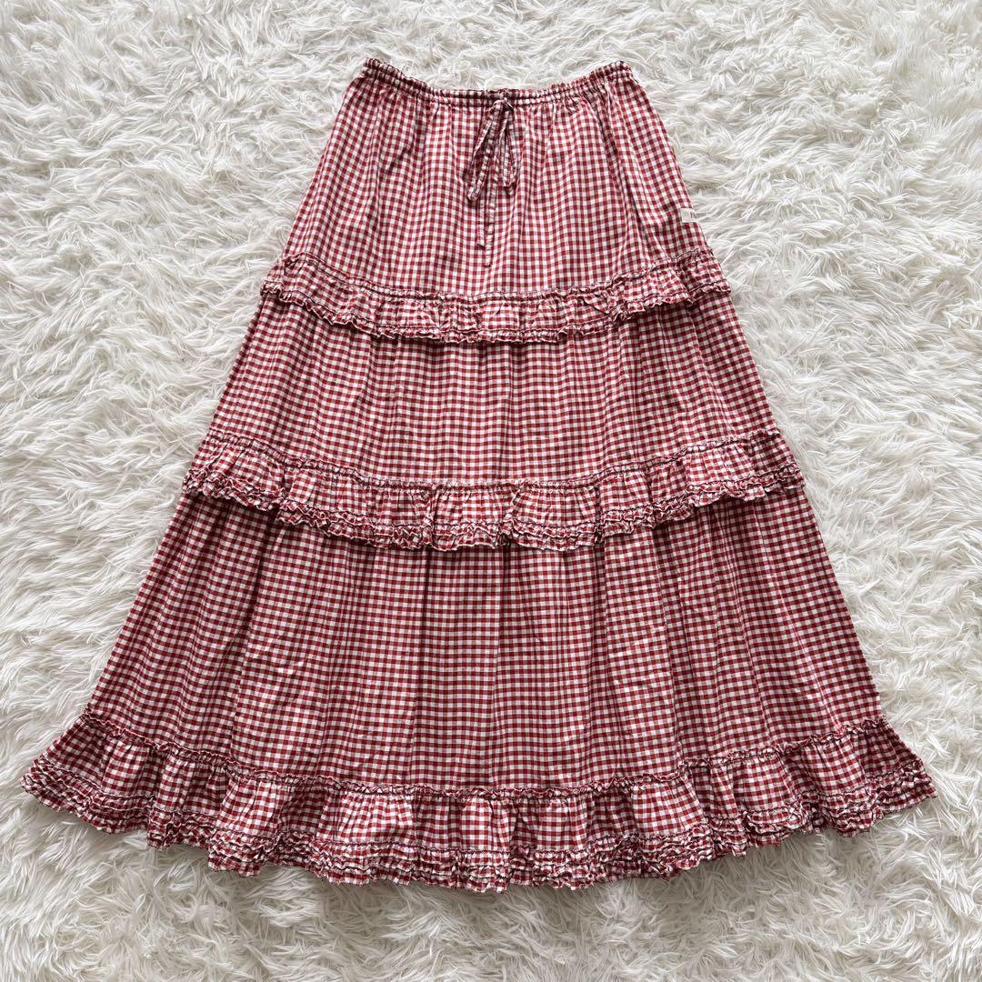ピンクハウス】ロングスカート ティアード ギンガムチェック