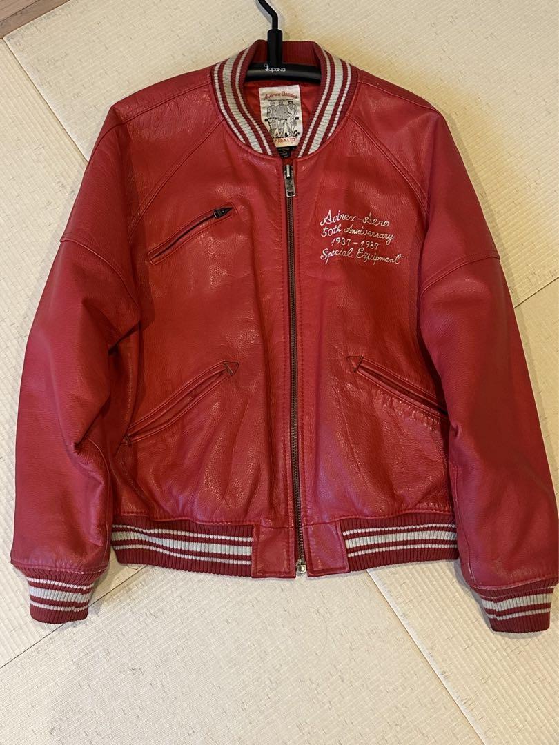 アビレックス 50年記念レザースタジアムジャンパー レッド