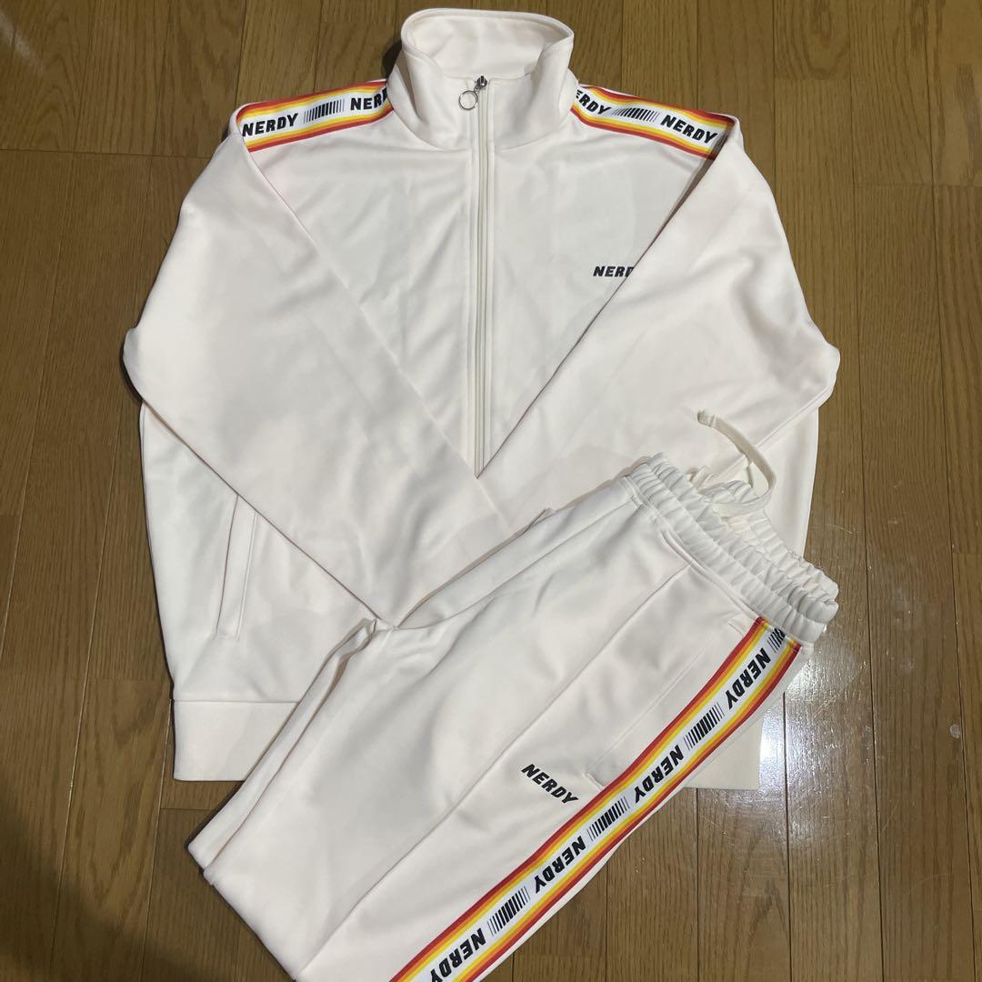 【レア】NERDY ホワイト トラックジャケット M パレットトラック ジャージ NERDY ジャージ パレットトラックトップ PALETTE TRACK TOP