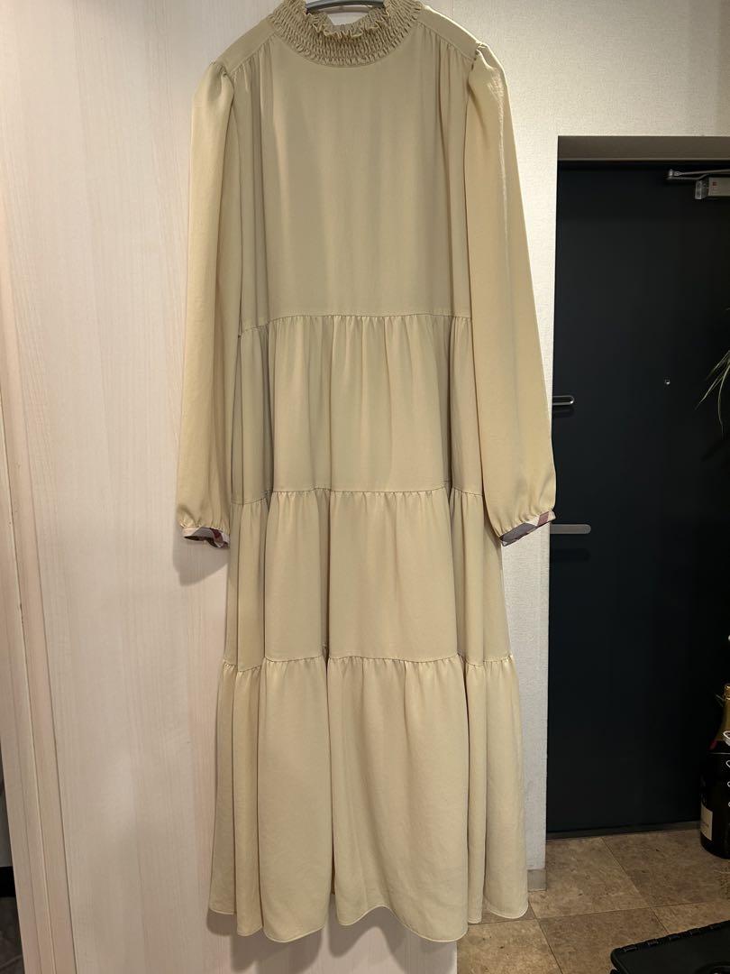 BLUE LABEL CRESTBRIDGE◆長袖ワンピース/38/ウール/GRY/55J93-648-07// BLUE LABEL CRESTBRIDGE長袖 ティアードワンピース38タグ付