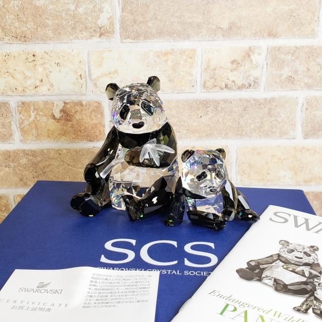 スワロフスキー ☆ 限定 PANDAS 親子パンダ クリスタル オブジェ
