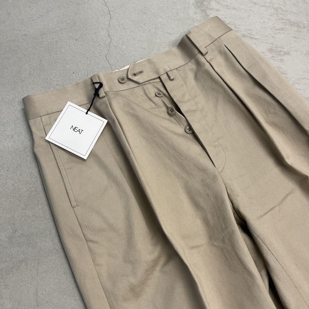 NEAT チノトラウザー 48 ほぼ新品 ニート スラックス ダブルプリーツ NEAT チノトラウザー 48 ほぼ新品 ニート スラックス ダブル