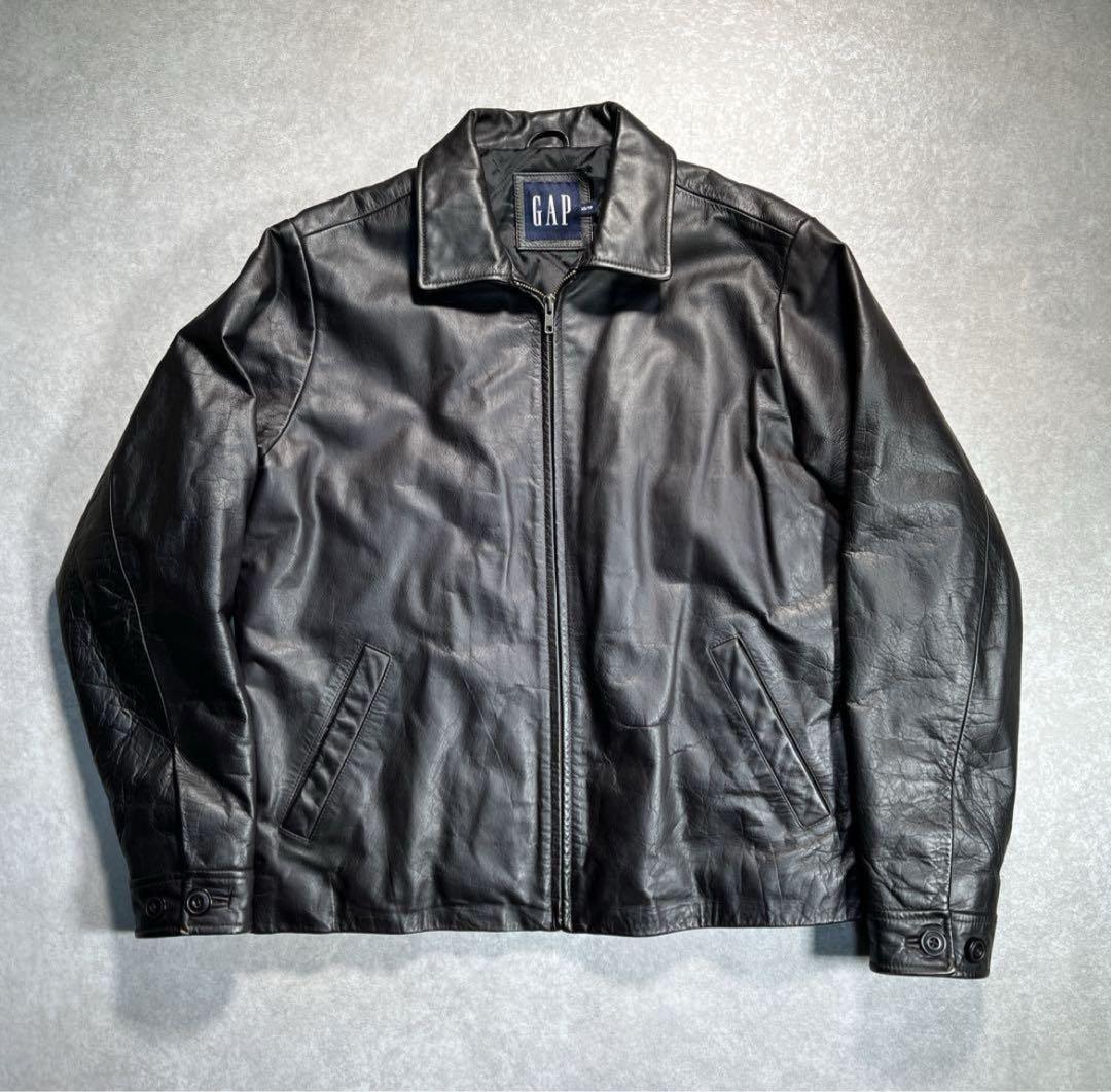牛革 短丈 レザー ジャケット ブルゾン 90s 00sアメカジ グランジ 00s old gap レザージャケット ブルゾン 牛革 短丈 オールド
