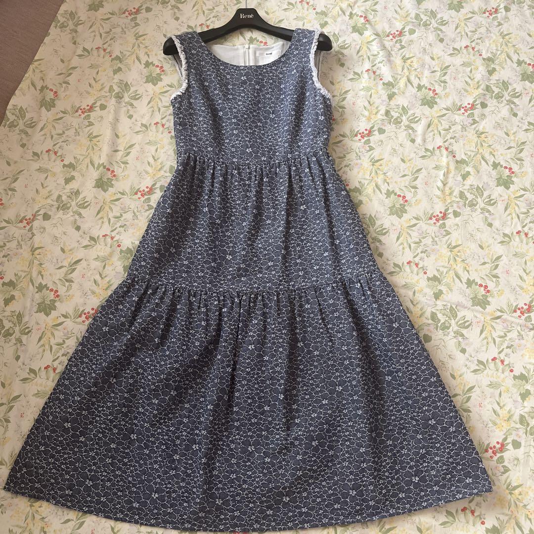 ❤︎美品❤︎ Rene ルネ　ティアードワンピース René - ルネ Rene ワンピース ひざ丈 半袖 キャップスリーブ