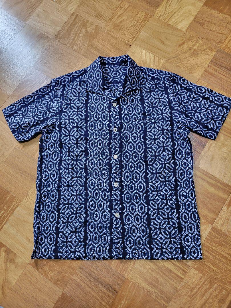 め0720着物リメイク正絹泥染め大島紬イタリアンカラーアロハシャツハンドメイド め0720着物リメイク正絹泥染め大島紬イタリアンカラーアロハ