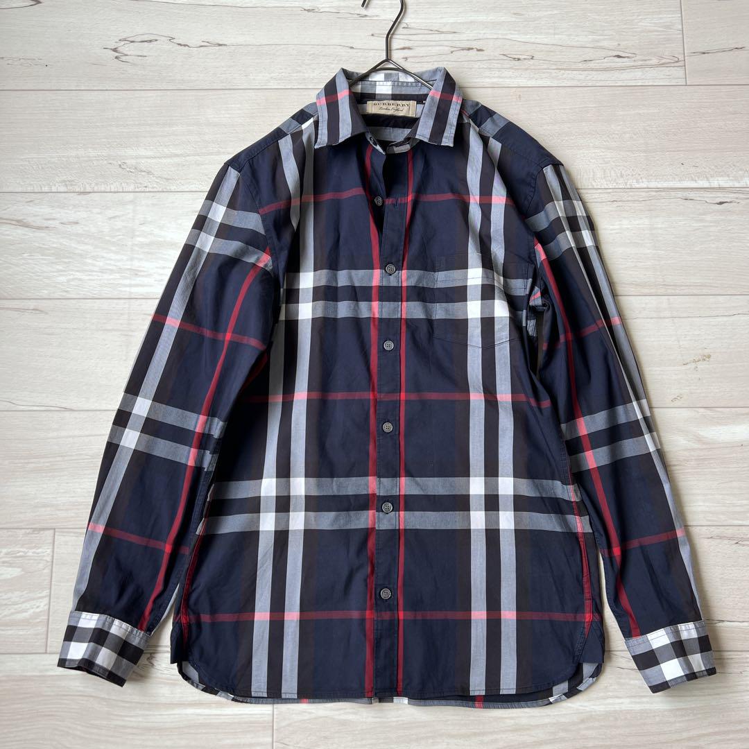 ✨極美品 バーバリー 現行 ノバチェック ロゴ メガチェック ドッキング XS 極美品】現行バーバリーロンドン メガノバチェック シャツ