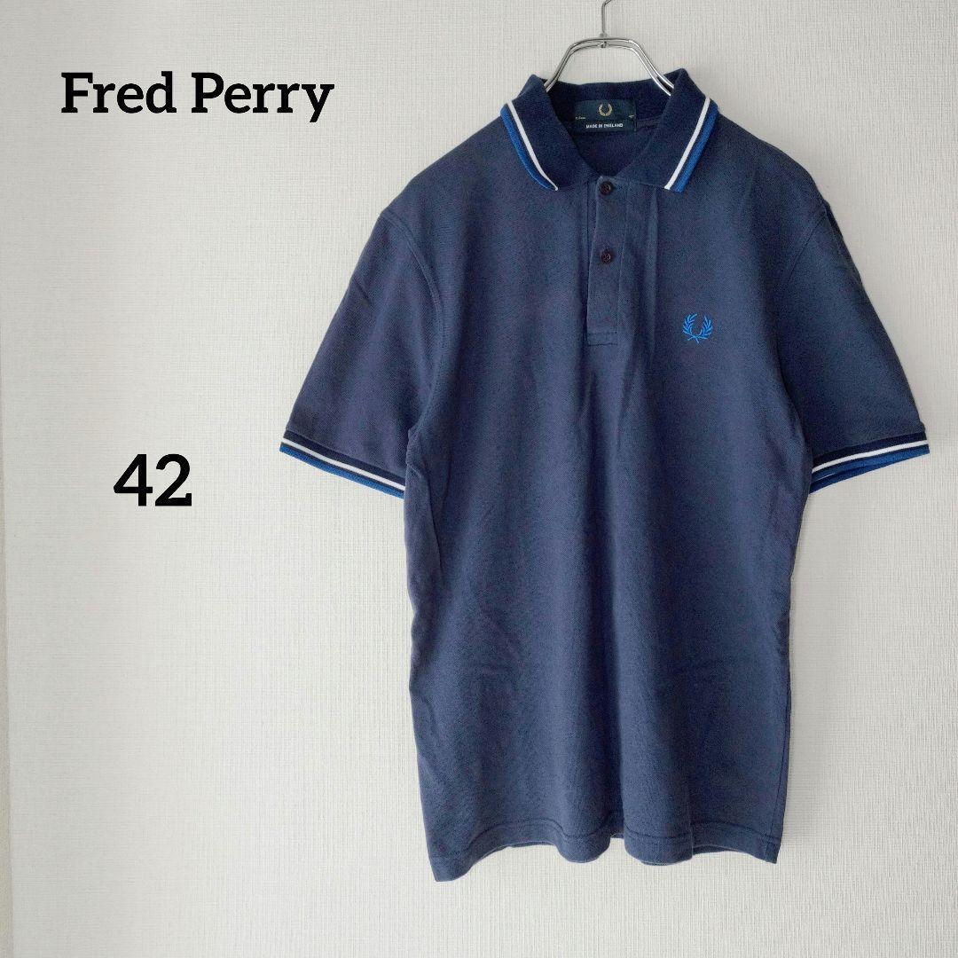 美品　M12 英国製　フレッドペリー　ポロシャツ　半袖　42 XL ネイビー FRED PERRY フレッドペリー ポロシャツ M12 英国製 ティップ