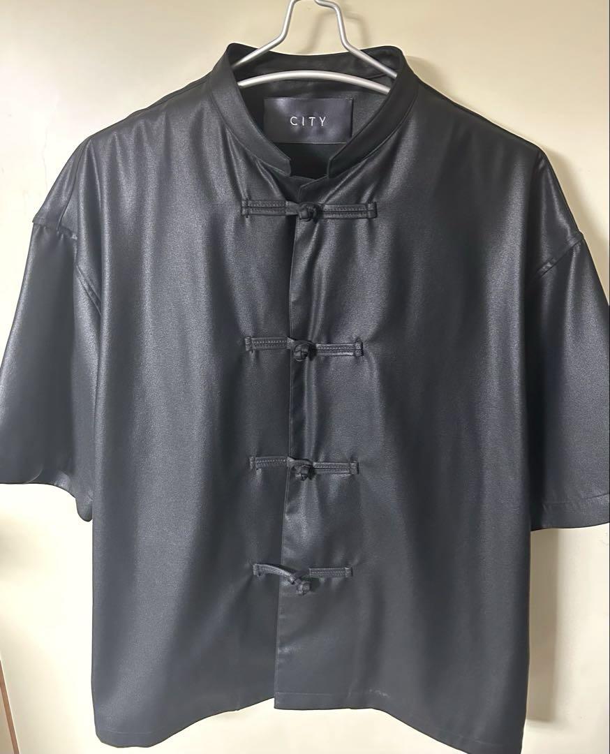 完売品 CITY AMUNDSEN CHINA SHIRTS 黒 レザー風光沢感 完売品 CITY AMUNDSEN CHINA SHIRTS 黒 レザー風光沢感（AWESOME