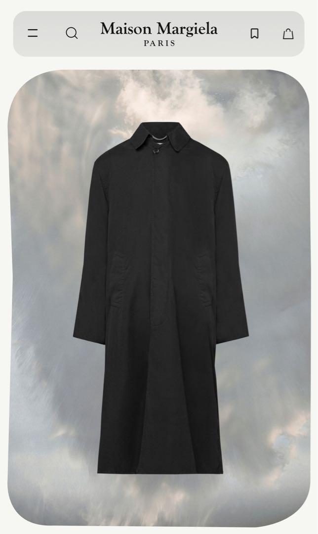新品　メゾンマルジェラ　ピーチドコットン　トレンチコート　40 黒 新作【Maison Margiela】ピーチドコットントレンチコート