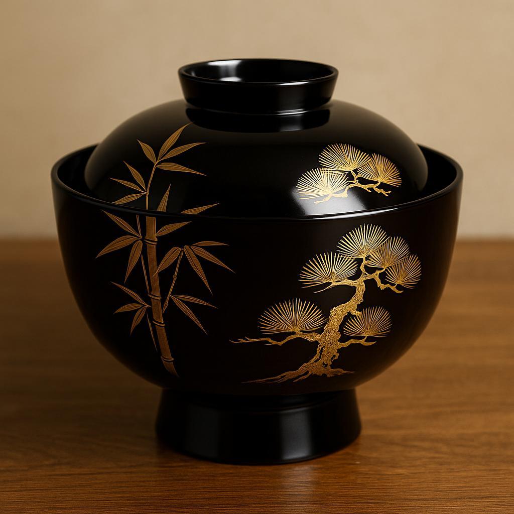 本漆黒塗り松竹蒔絵椀 本漆黒塗り松竹蒔絵椀 （【楽天市場】漆器 蒔絵（テイスト（食器