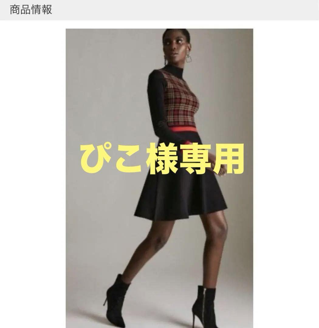 ☆Karen Millen チェックニットトップフレア 上質ワンピ☆uk6