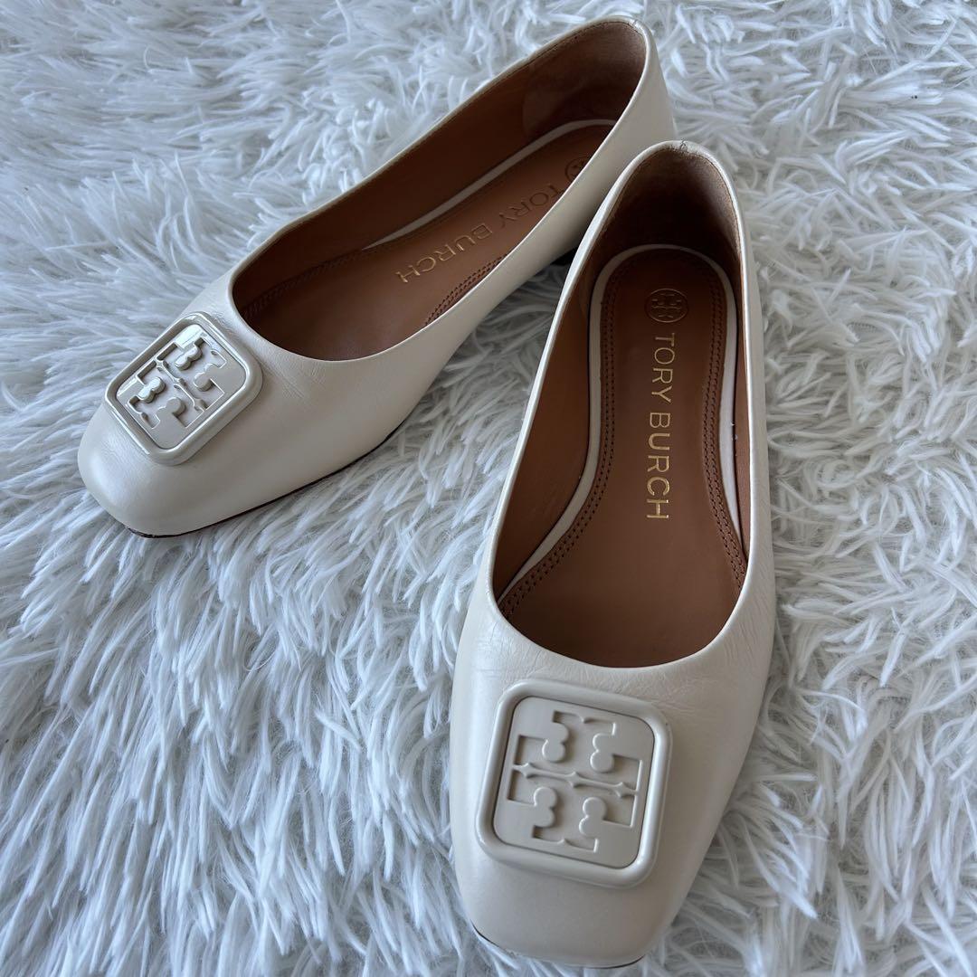 美品 トリーバーチ TORY BURCH フラットシューズ オフホワイト