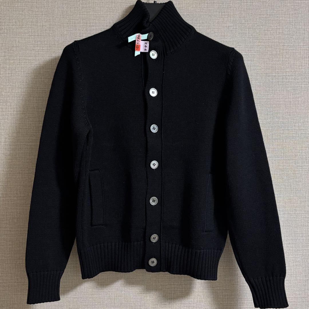 最終価格！美品！ザノーネ　カーディガン46 イタリア製 美品 ZANONE CHIOTO ニットカーディガン 46 ブラック（美品