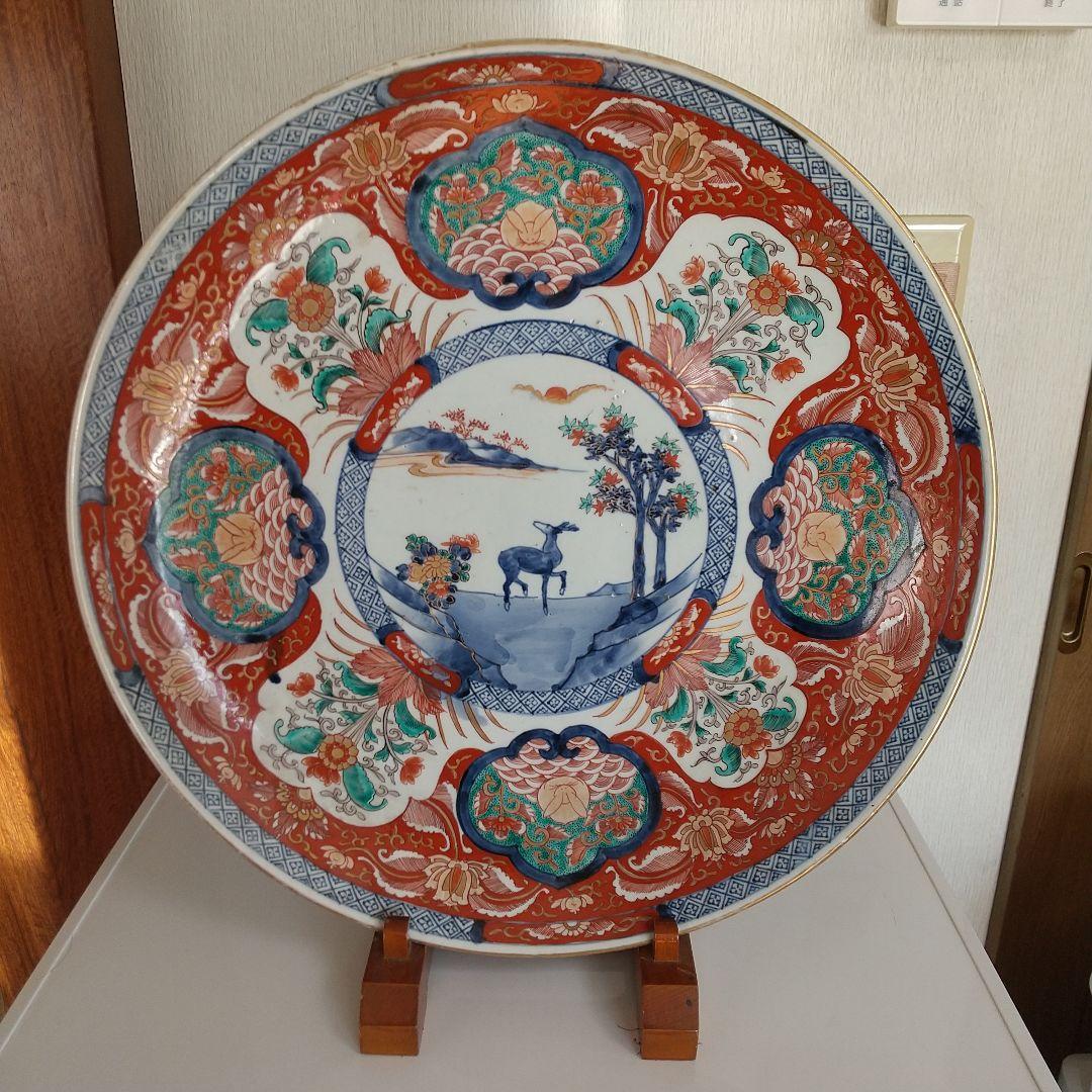 古伊万里赤絵鹿文大皿 木箱付き 骨董品 古伊万里赤絵鹿文大皿 木箱付き 骨董品 （中皿 | 芦屋貴兆陶家