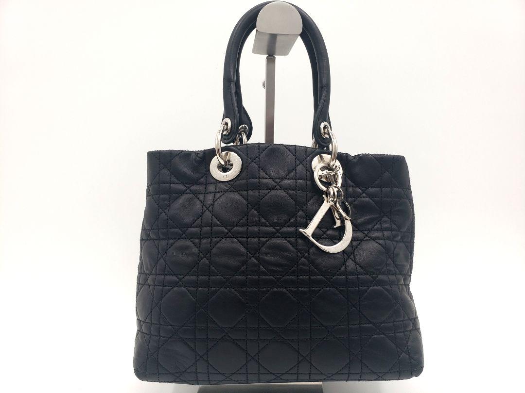 Christian Dior ハンドバッグ　カナージュ　デニム×レザー　ブラック DIOR | Lady Dior バッグ ミディアム グラフィック カナージュ