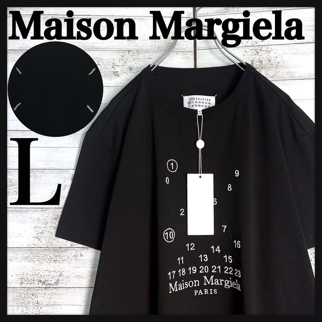 11210【タグ付き・Lサイズ】メゾンマルジェラ☆刺繍カレンダーロゴtシャツ　黒 11210【タグ付き・Lサイズ】メゾンマルジェラ☆刺繍カレンダー