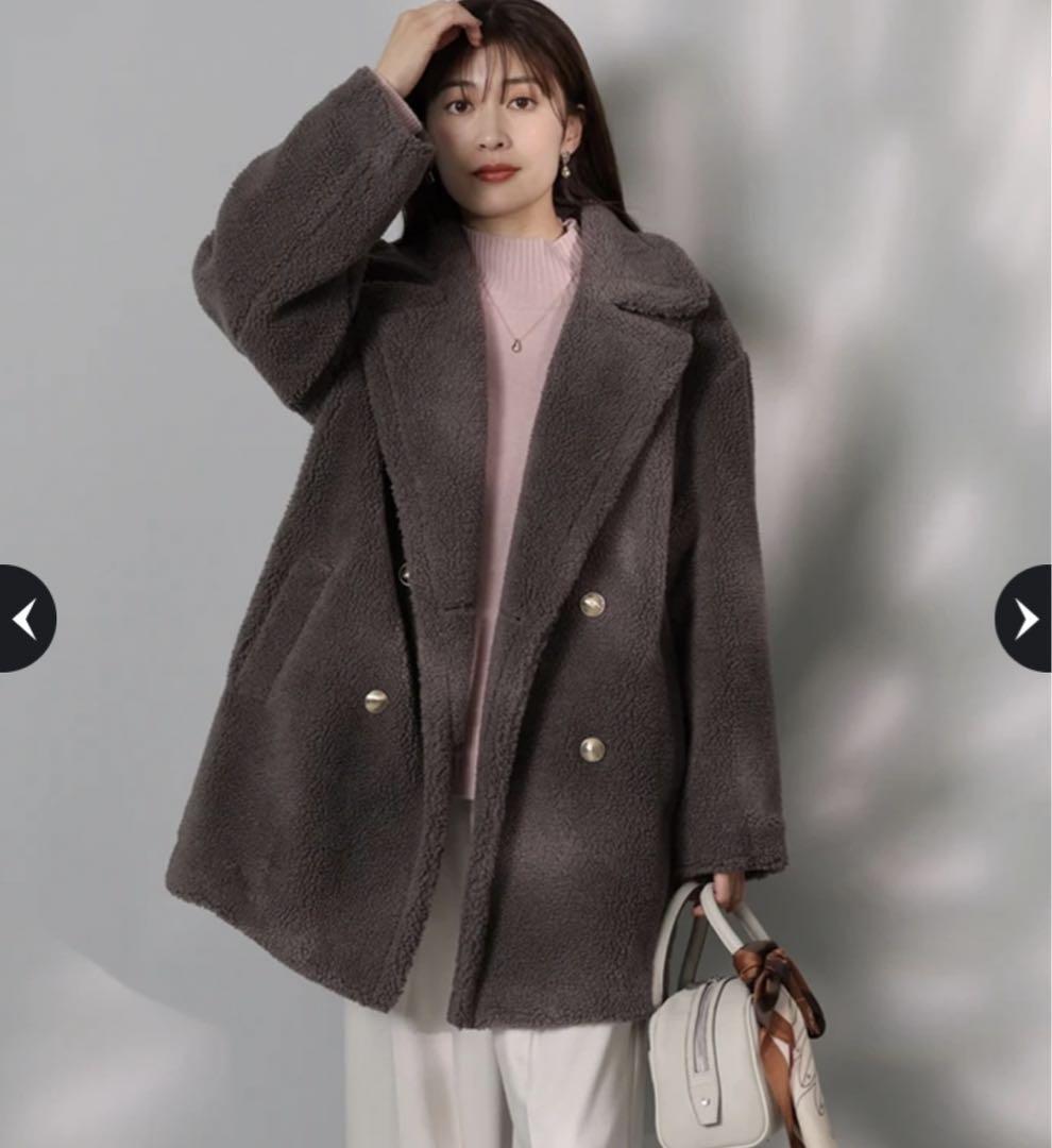 ‼️新品 完売品‼️アプワイザーリッシェOggi泉里香コラボ　ボアダブル釦コートSS Apuweiser-riche 泉 里香さん×Oggiコラボ ボアダブル釦コート