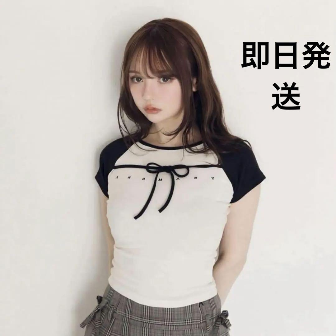 トップス andmary Alma ribbon tops navy Alma ribbon tops