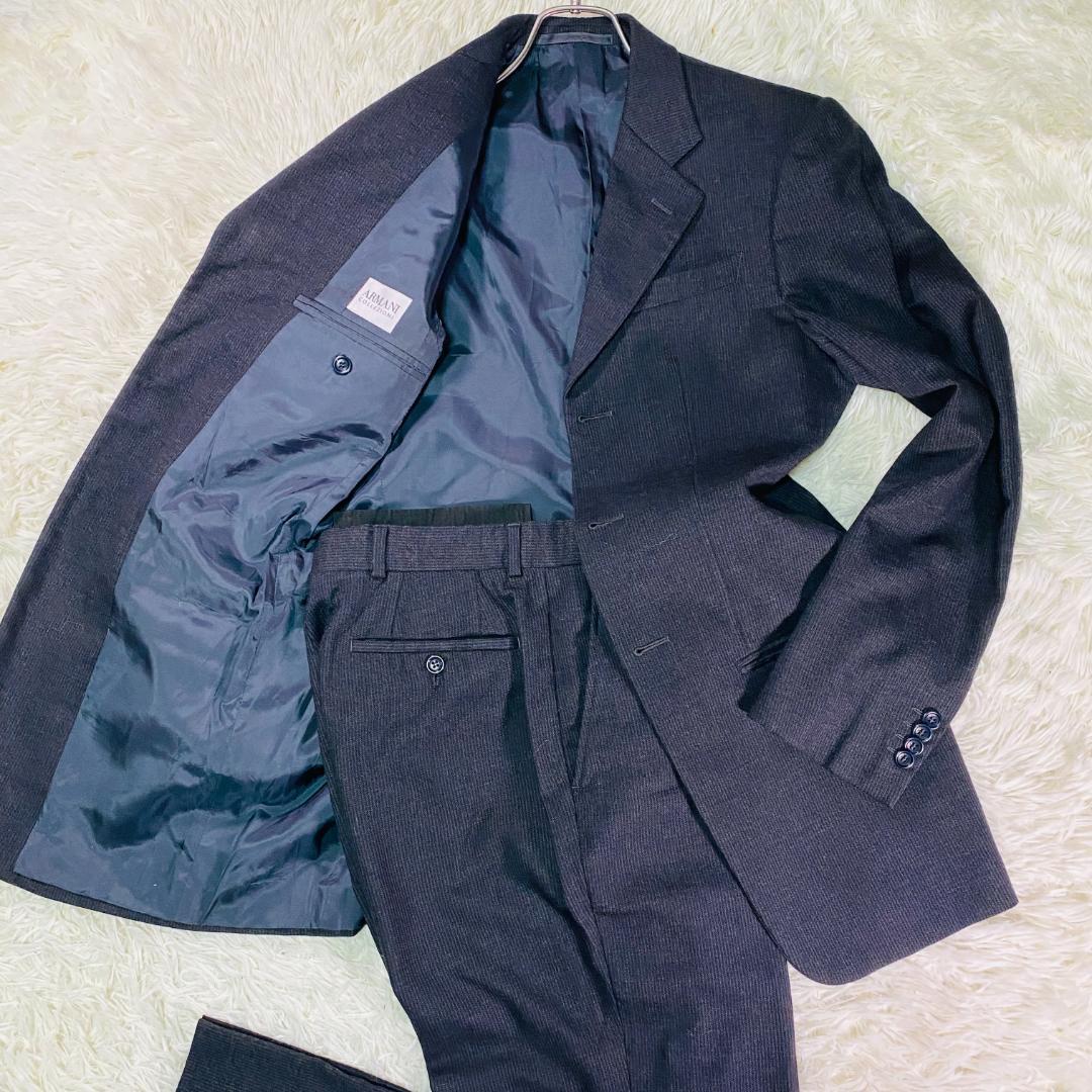美品 ARMANI COLLEZIONI ダークグレー スーツセット ARMANI COLLEZIONI ダークグレー ストライプ セットアップ