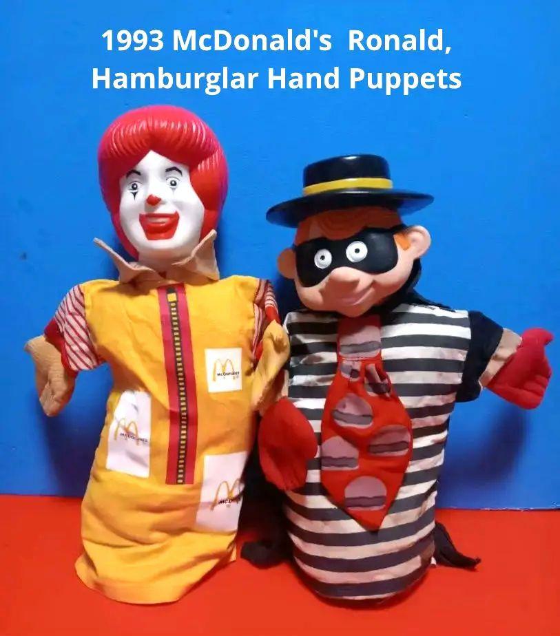 1993 マクドナルド ドナルド、グリマス、ハンバーグラー ハンドパペット３体 1993 マクドナルド ドナルド、グリマス、ハンバーグラー ハンド