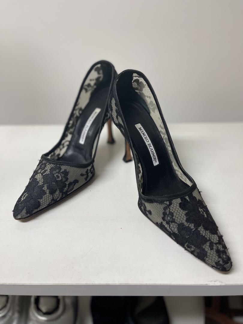 【美品】Manolo Blahnik マノロブラニク ブラック ハイヒール 38 MANOLO BLAHNIK マノロブラニク パンプス TUBERIAN SUEDE DAIM