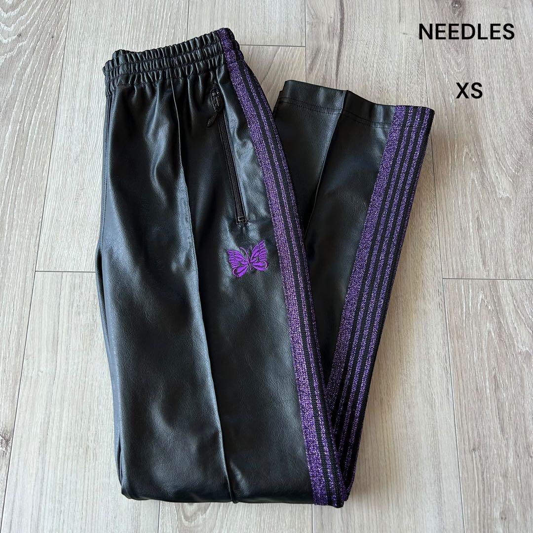 Needles フェイクレザーパンツ ブラック Sサイズ 美品】ニードルス フェイクレザー トラックパンツ ジャージ