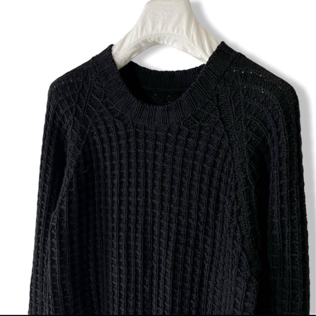 04ss Martin Margiela10 ラグランケーブルニット 黒（Martin