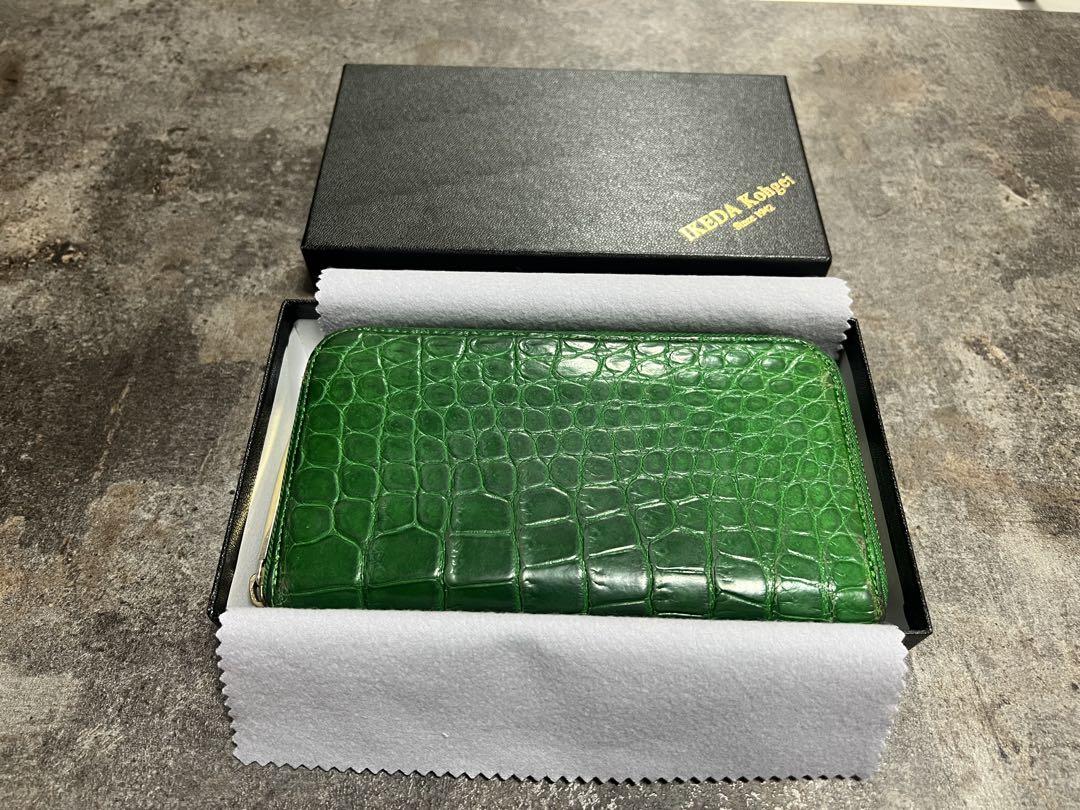 池田工芸 長財布 クロコダイル ブライトグリーン 中古 IKEDAKohgei 池田工芸 長財布 クロコダイル ブライトグリーン 中古