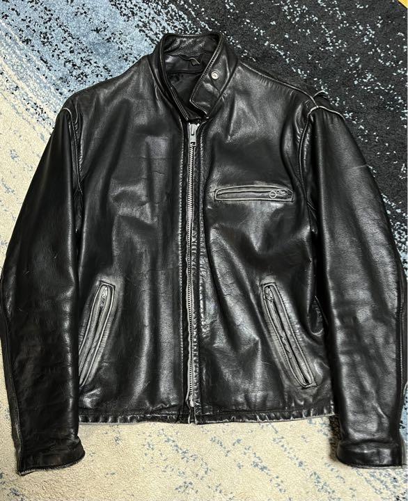 極美品✨schott ライダースジャケット　シングル　ラムレザー ブラック　L Schott シングルライダースジャケット レザージャケット