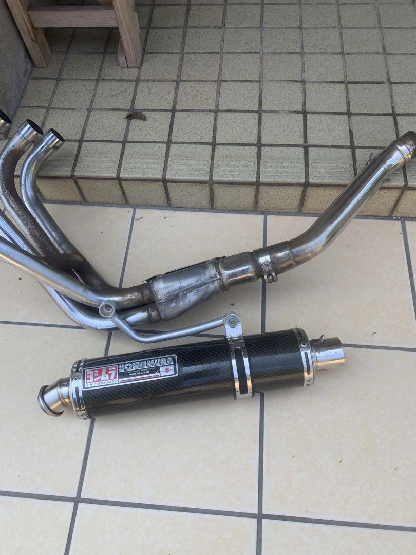 ゼファー400.χマフラーフルエキ （OVER USA ステンカーボン 片側
