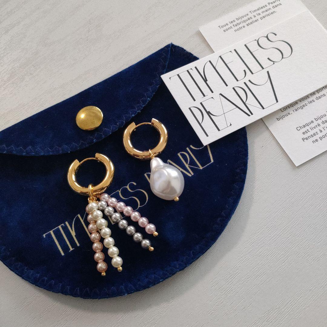 値下げ中 TIMELESS PEARlY　フープピアス ゴールド パール TIMELESS PEARLY クリスタル フープピアス ゴールドトーン | NET
