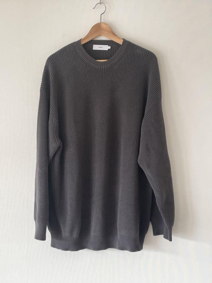 BIBIY. HARPER SWEATSHIRT グレー Logo Embossed Ribbed Pullover in Soft Chenille in ARIEL BLUE