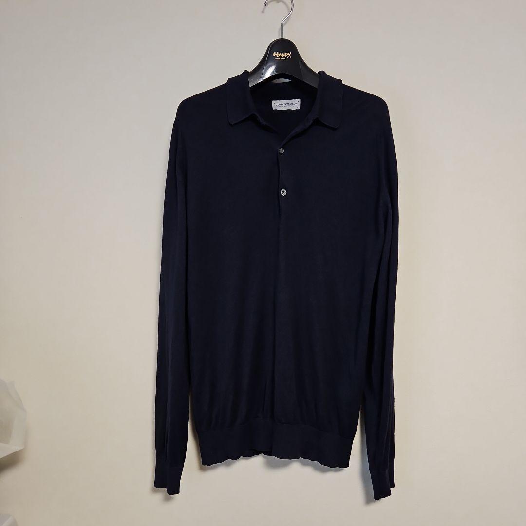 ジョンスメドレー　コットン長袖ポロシャツ　ネイビーM　定価約5.5万円 JOHN SMEDLEY｜ジョンスメドレー日本公式
