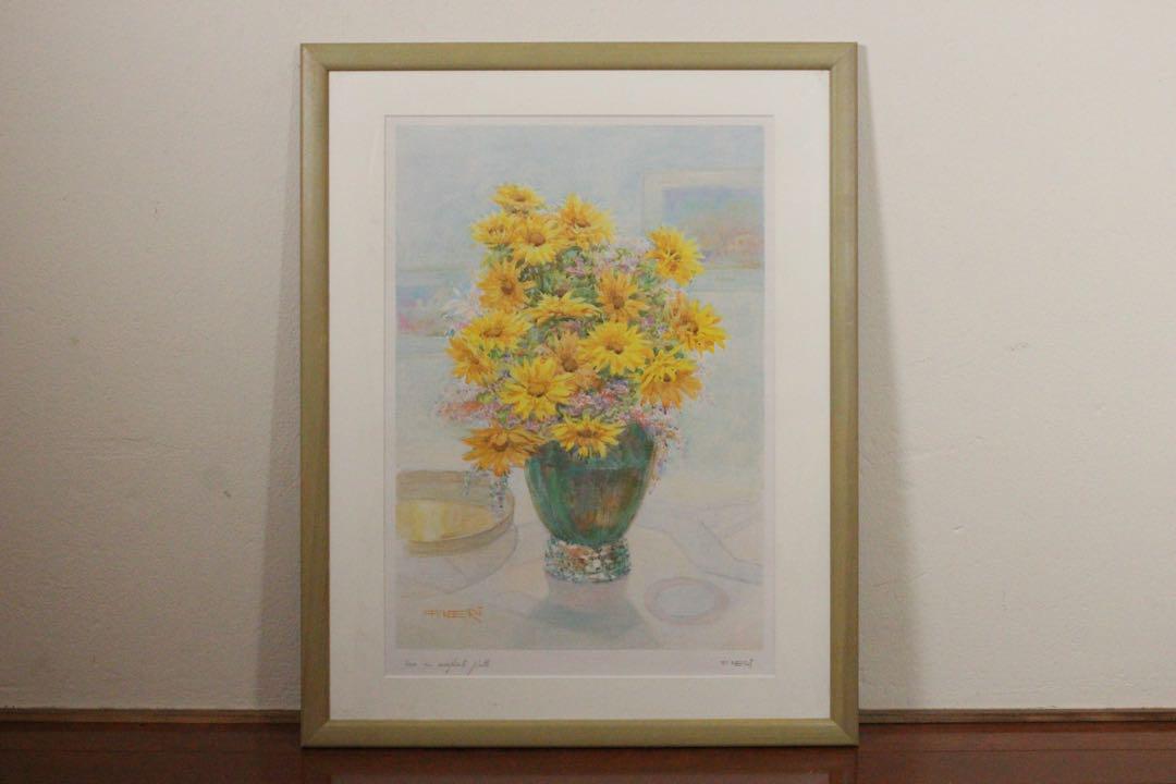 No4713額装　印刷　F.NERi 水彩画　花　花瓶　静物画　絵画　送料無料 No4713額装 印刷 F.NERi 水彩画 花 花瓶 静物画 絵画 送料無料