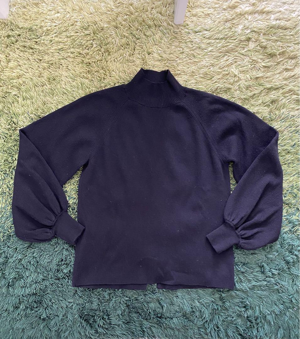美品 アドーアADORE ブラック Vネック バルーンスリーブ ニット 38 ADORE(アドーア)｜コンパクトサテンブラウス/ブラック の通販