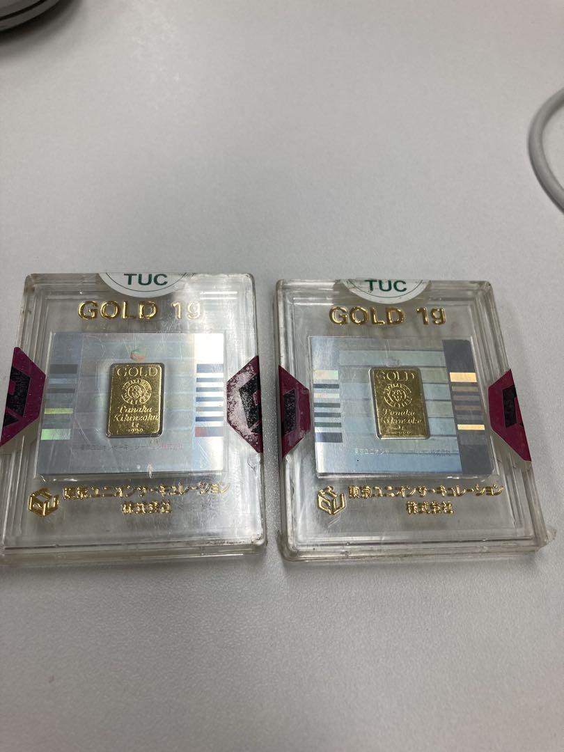 24K(純度99.9%)金塊 2個　1g インゴッド TUC ケース　田中貴金属 24K(純度99.9%)金塊 2個 1g インゴッド TUC ケース 田中貴金属