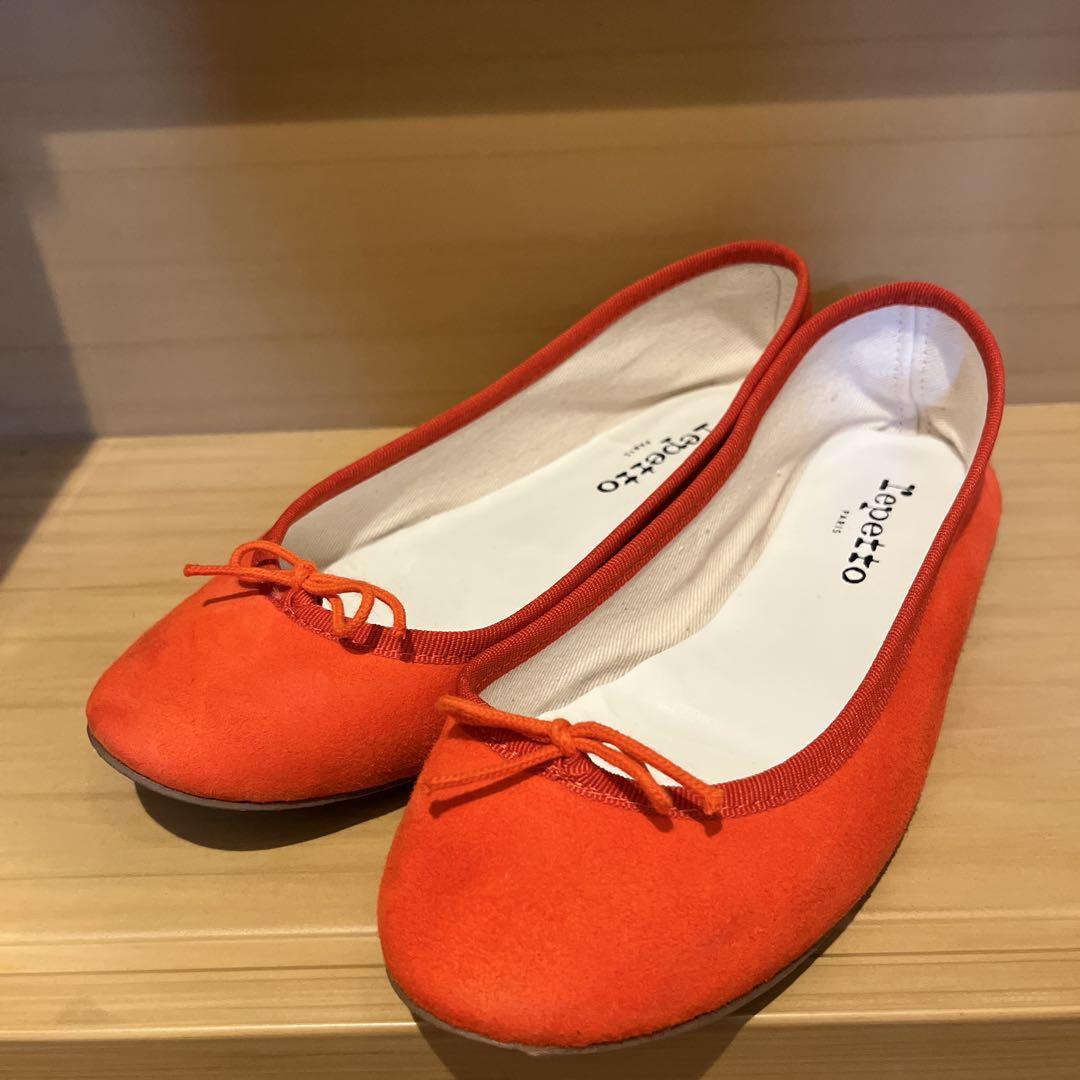 【美品】Repetto☆バレエシューズ☆レザー☆赤☆37（約23cm） repetto - レペット37ワインレッド赤フラットシューズバレエ